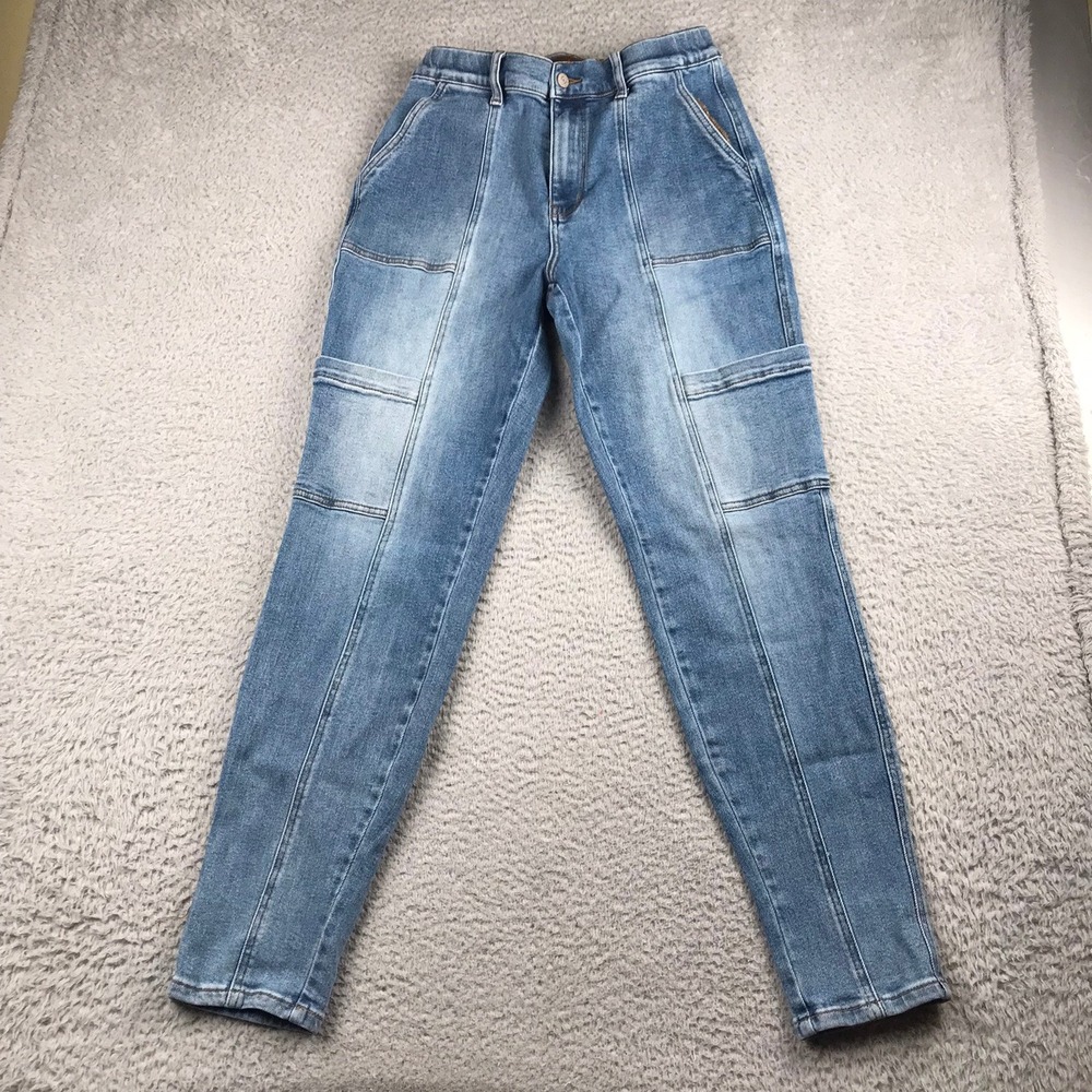 Judy Blue Jogger Jeans Women 7/28 (30x31) Blue Denim High Rise Seam Detail
